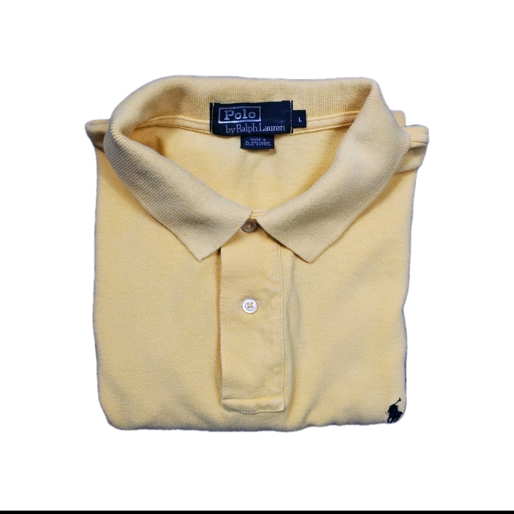 Polo Ralph Lauren Mens Large Yellow Classic Fit Polo Shirt Pony Logo